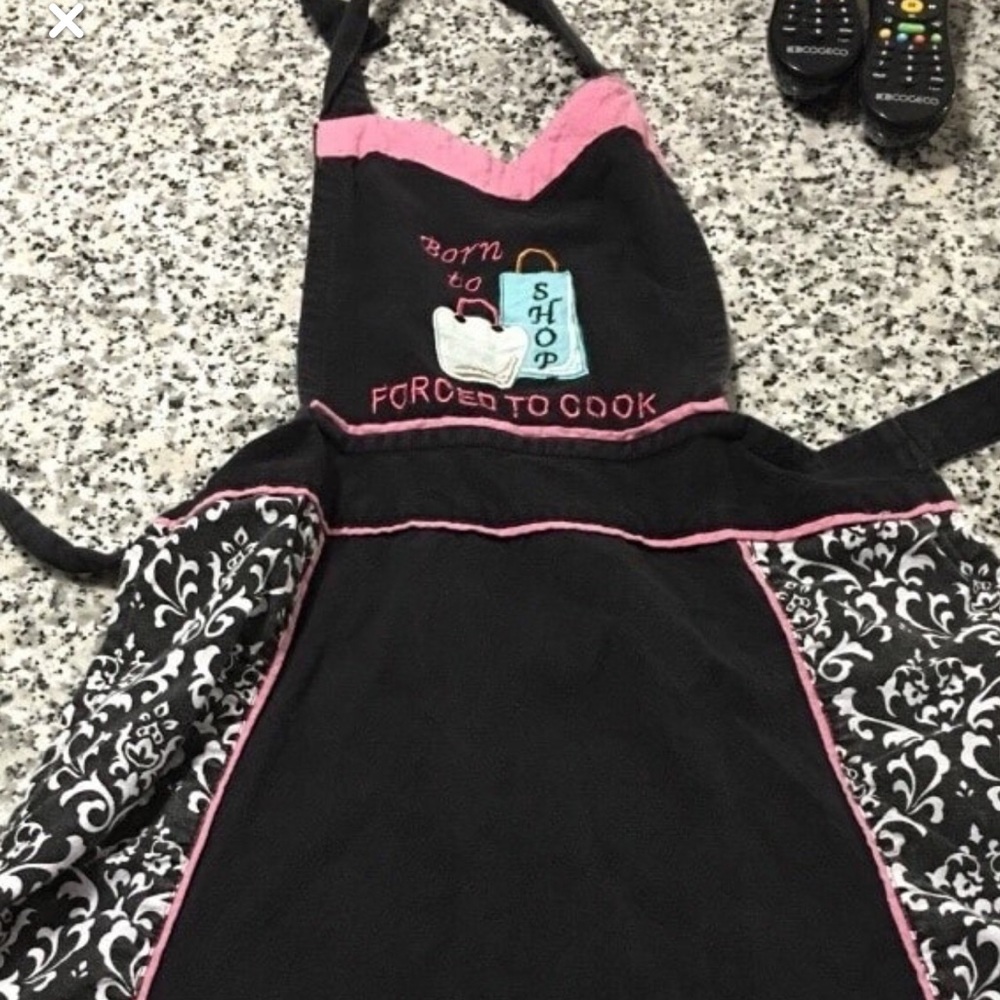 “Born to shop Force to cook “ black Apron